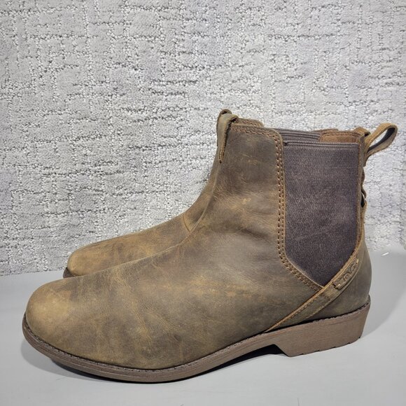 Teva Ellery Women's Size US 11 Brown Leather Waterproof Chelsea Ankle Boots. - Picture 4 of 9